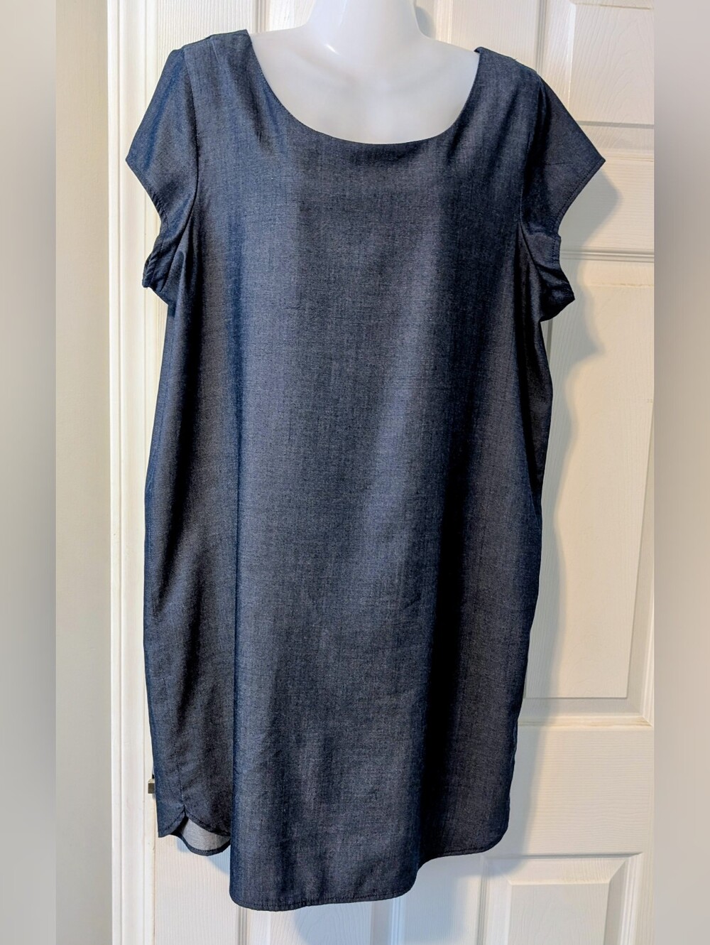 George Dark Chambray Blue Midi Shift Dress